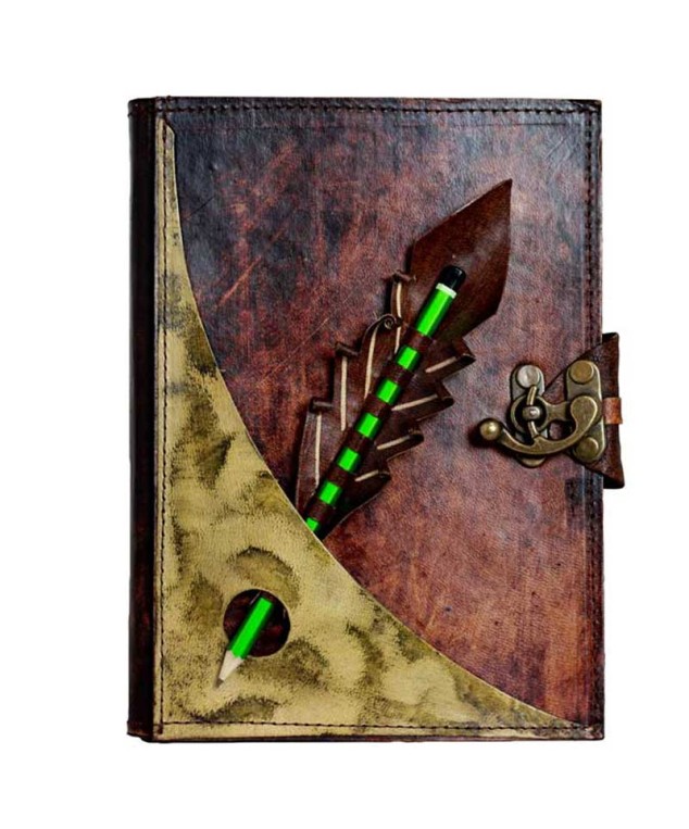 Pencil holding leather journal on sale